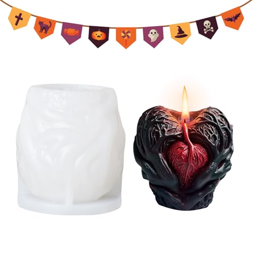 GUAHKUN Halloween Silikonform 3D Gießformen Set A B C D Für Sojawachs Bienenwachs Duftkerzen Handwerk Kerzenherstellung Mit Hitzebeständigem Material (D) von GUAHKUN