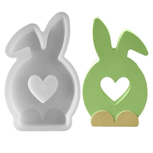 GUAHKUN Ostern Hase Mit Herz Silikonformen 3 Stück Gießformen Für Gips Epoxidharz Osterdekoration Bastelbedarf DIY Handwerk (C) von GUAHKUN