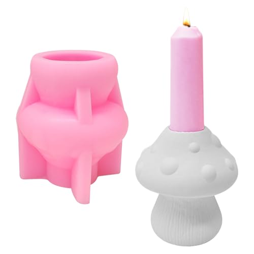 GUAHKUN Pilz Kerzenständer Silikon Gießform Beton Kerzenhalter Hausdekoration Für DIY Basteln Geschenkideen von GUAHKUN