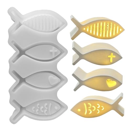 GUAHKUN Silikon Gießform Fisch und Kommunion - Kerzenhalter Form für Taufe, Konfirmation, Partys und Festdekoration - Ideal für Geschenke und DIY-Projekte von GUAHKUN