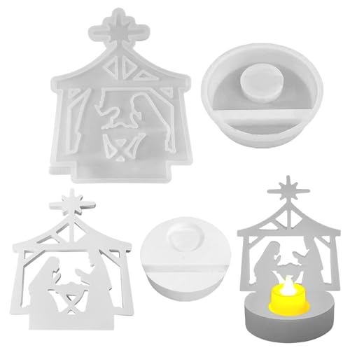 GUAHKUN Silikon Gießformen Set Weihnachten Krippe DIY Kerzenständerform Für Teelichter Festliche Dekoration von GUAHKUN