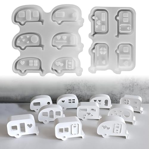 GUAHKUN Silikon Gießformen Sommer Bus Für Gips Kerzen Osterdekoration Camping Basteln | Lebensmittelechte 3D-Formen Mit Herz-Motiv Für DIY Handwerk Und Wohnaccessoires von GUAHKUN