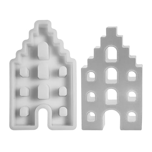 GUAHKUN Silikon Haus Gießformen 4 Größen für Kerzen Seife Gips Epoxidharz Handwerk DIY Geschenke Weihnachtsdekoration (C) von GUAHKUN