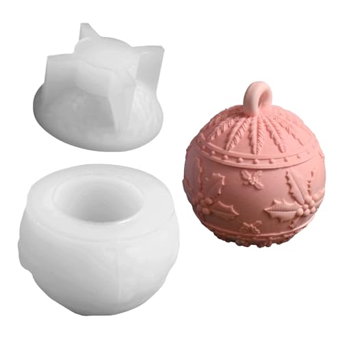 GUAHKUN Silikon Weihnachtskugel Gießformen Set Mit 3D Reliefform Schneeflocken Design Für Kerzen Seifen Gips Basteln DIY Handwerksformen Adventsdekoration (B) von GUAHKUN