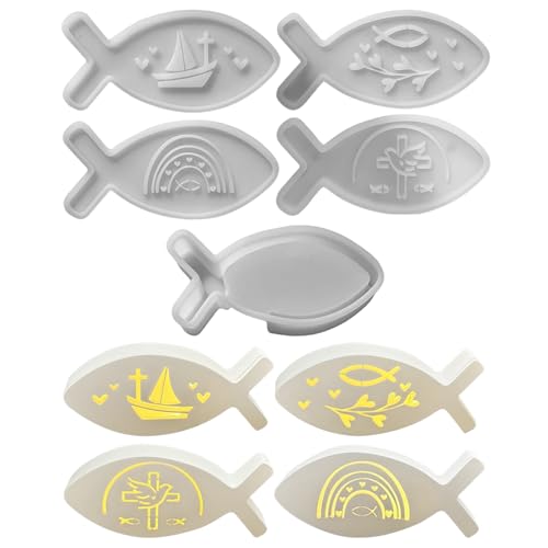GUAHKUN Silikonform Fisch Gießform Set Für Kerzenhalter Dekorationen Taufe Konfirmation Und Kommunion Geschenk Religiöse Feierdekoration Mit Aufbewahrungsbox GUAHKUN Silikonform Fisch Gießform Set Für Kerzenhalter Dekorationen Taufe Konfirmation Und Kommunion Geschenk Religiöse Feierdekoration Mit Aufbewahrungsbox von GUAHKUN