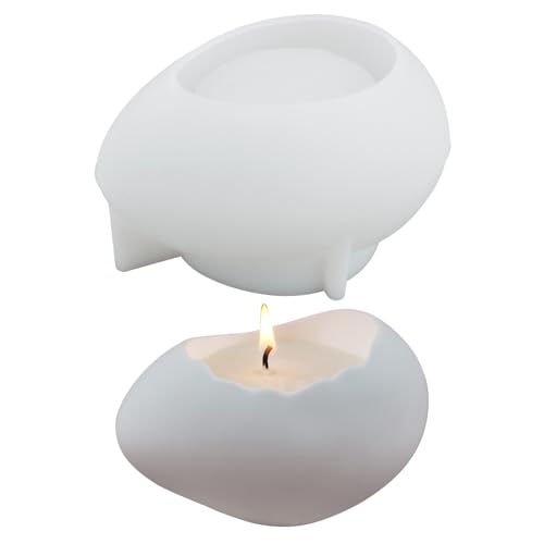 GUAHKUN Silikonform Osterei Kerzenhalter Gießform 2 Größen Für Beton Epoxidharz Kerzenwachs Osterdeko Bastelset DIY Handmade Geschenk Kreativ (B) von GUAHKUN
