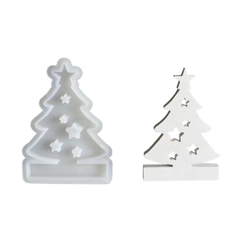 GUAHKUN Silikonform Weihnachten Gießformen Kerzen Teelichthalter DIY Handwerk 2-in-1 Design mit Basisform Für Seife Epoxidharz Kreative Dekoration (A) von GUAHKUN
