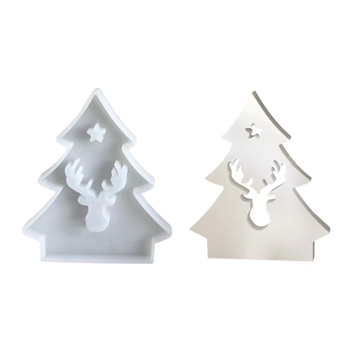 GUAHKUN Silikonform Weihnachten Gießformen Kerzen Teelichthalter DIY Handwerk 2-in-1 Design mit Basisform Für Seife Epoxidharz Kreative Dekoration (B) von GUAHKUN