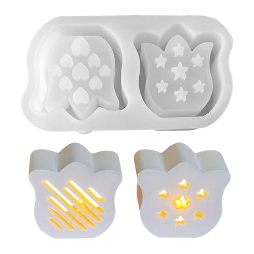 GUAHKUN Silikonformen 2er Set Tulpen Blumen Kerzenformen Gipsformen Für Muttertag Basteln DIY Kreativprojekte (A) von GUAHKUN