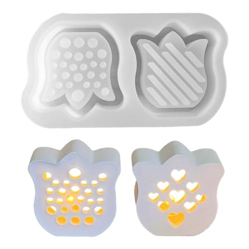 GUAHKUN Silikonformen 2er Set Tulpen Blumen Kerzenformen Gipsformen Für Muttertag Basteln DIY Kreativprojekte (B) von GUAHKUN