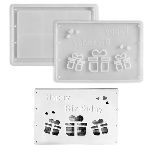 GUAHKUN Silikonformen DIY Geschenkbox Gießform Set Für Geburtstag Weihnachten Basteln mit Deckel Gelddosen Epoxidharz Kerzen Fondant (B) von GUAHKUN