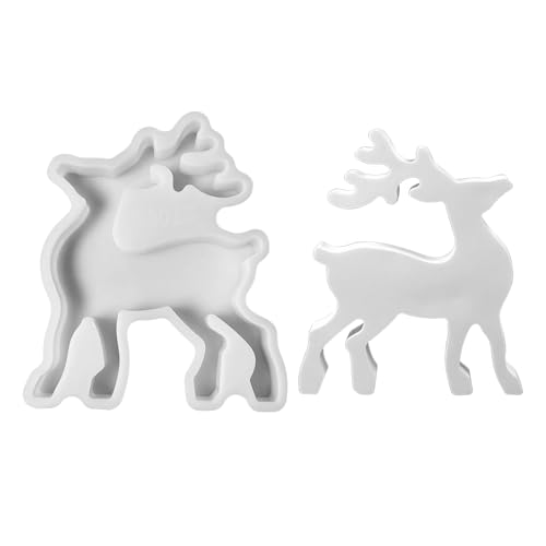 GUAHKUN Silikonformen Elch Weihnachten Gießform Für Gips Beton DIY Figuren Handwerk Basteln Silikon Gussform (C) von GUAHKUN
