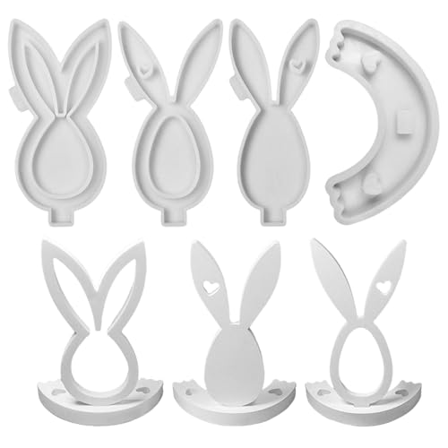 GUAHKUN Silikonformen Epoxidharz Gießformen 3er Set Osterhasen Gipsformen Zum Gießen Hochwertige Silikonform Für Ostern Deko Bastelbedarf von GUAHKUN