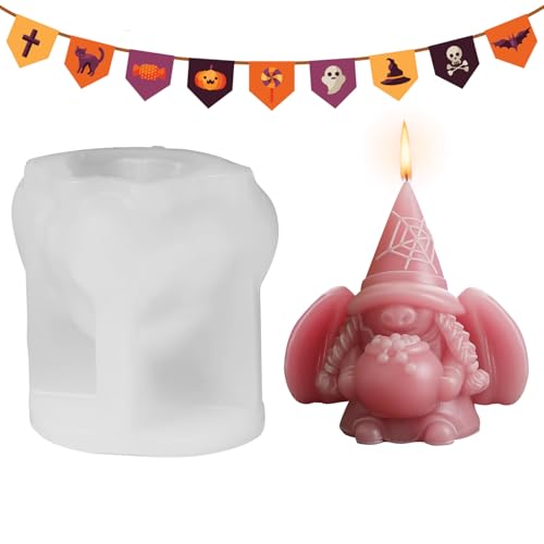 GUAHKUN Silikonformen Für Kürbiszwerg Hexenglas-Zwerg Halloween Kerzenformen Gießformen DIY Basteln Mit 3D-Details (A) von GUAHKUN
