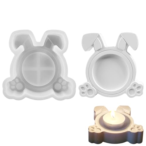 GUAHKUN Silikonformen Für Osterhase Kerzenständer 8x8cm Gießform Tiere Ostern DIY Bastelset Mit Aufbewahrungsbox Ideal Für Hundeeis Schokoladenformen Und Epoxidharz-Kunst von GUAHKUN