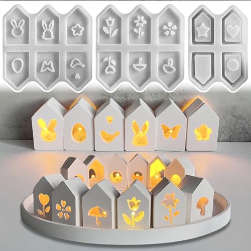 GUAHKUN Silikonformen Gießformen Frühling Haus 2 Deckel 1 Basis DIY Handwerk für Kreative Bastler | Präzise Gipsformen Kerzenformen | Kerakraft Komplettset von GUAHKUN