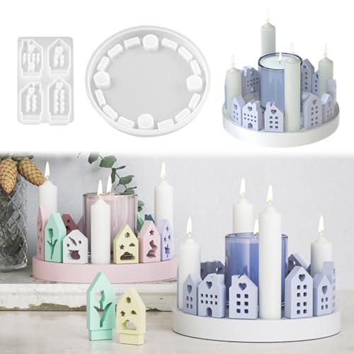 GUAHKUN Silikonformen Gießformen Frühling Haus Kerzenständer Gipsformen Gießen Kerzenformen Silikon DIY Handwerk Für Kreative Bastelprojekte (A) von GUAHKUN