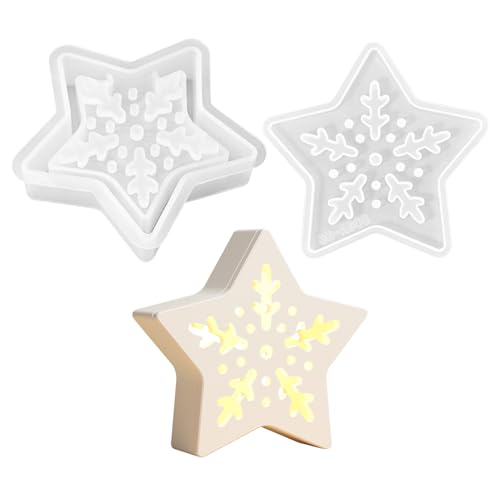 GUAHKUN Silikonformen Gießformen Set Stern und Weihnachtsbaum Formen für Gips Epoxidharz Kerzen DIY Bastelbedarf Weihnachtsdekoration (A) von GUAHKUN