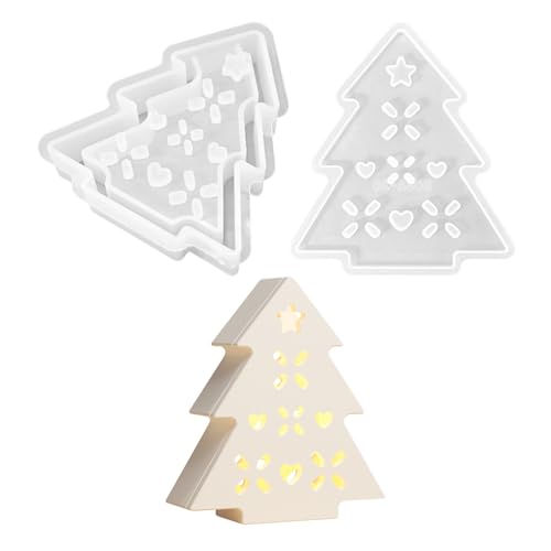 GUAHKUN Silikonformen Gießformen Set Stern und Weihnachtsbaum Formen für Gips Epoxidharz Kerzen DIY Bastelbedarf Weihnachtsdekoration (B) von GUAHKUN