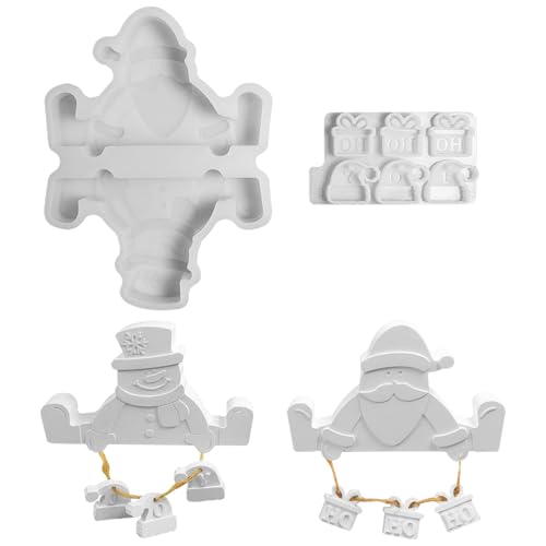 GUAHKUN Silikonformen Gießformen Weihnachten 18.4x13.9x2.1cm Weihnachtsmann Schneemann Set Für Kerzen Gips Dekoration DIY Handwerk von GUAHKUN