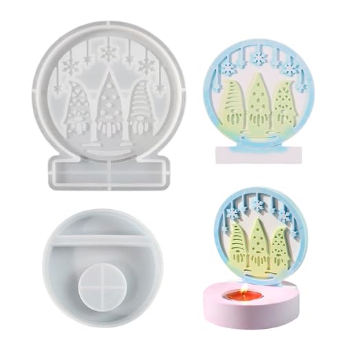 GUAHKUN Silikonformen Kerzenhalter Weihnachten 2er Set Weihnachtsmann und Zwerg Gießformen aus Hitzebeständigem Silikon für DIY Kerzen Basteln Festtagsdekoration (A) von GUAHKUN