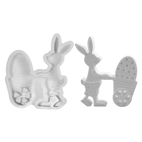 GUAHKUN Silikonformen Ostern Hase 12.8x12x2.1cm Flexible Backformen Leicht Entformen Kerzenherstellung DIY Basteln Geschenke Für Seifen Epoxidharz (B) von GUAHKUN