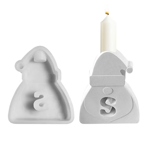 GUAHKUN Silikonformen Santa Kerzenständer Weihnachtsmann Schablone für Kerzenherstellung DIY Handwerk Geschenk 12x9.9x3.2cm Hitzebeständige Gießform aus Premium-Silikon (A) von GUAHKUN