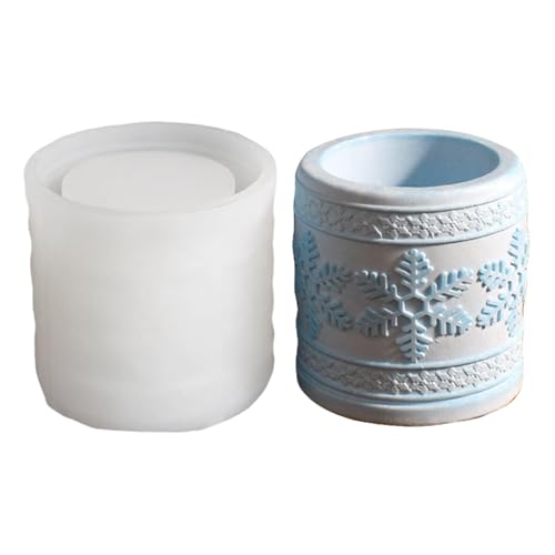 GUAHKUN Silikonformen Schneeflocken Kerzenhalter 2er-Set Kerzenglas DIY Vase Für Teelichter Weihnachten Dekoration Handwerk Geschenk (A) von GUAHKUN