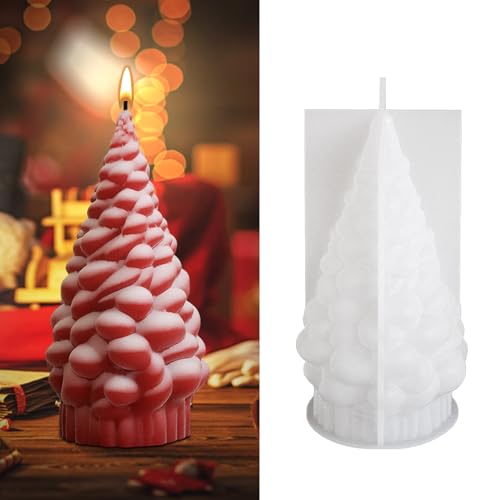 GUAHKUN Weihnachtsbaum Silikonform Gießformen Kerzenherstellung Handwerk Dekoration Geschenk Basteln 3 Kerzengrößen Hitzebeständig (B) von GUAHKUN