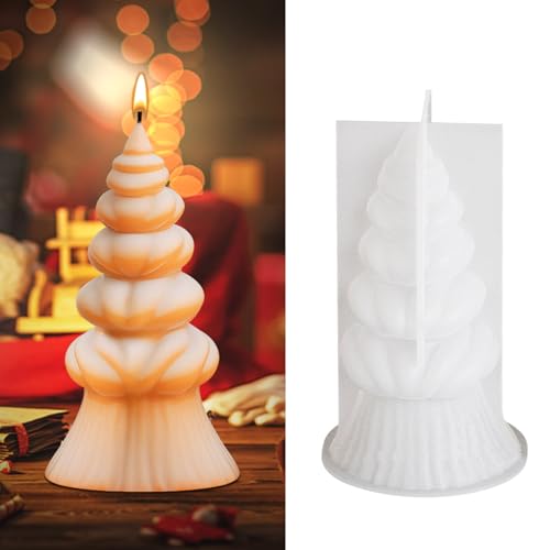 GUAHKUN Weihnachtsbaum Silikonform Gießformen Kerzenherstellung Handwerk Dekoration Geschenk Basteln 3 Kerzengrößen Hitzebeständig (C) von GUAHKUN