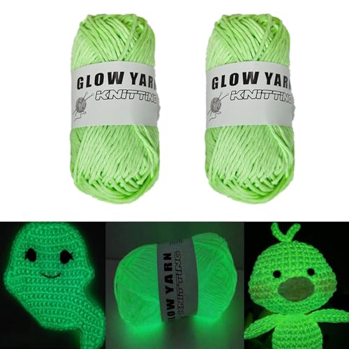 Leuchtwolle Zum Häkeln, Häkelgarn Strickgarn im Dunkeln Leuchtende Polyester HäKelwolle , 50M je Rolle Glow in The Dark Wolle für Handstricken Schal Puppen Strickjacke Handwerk (2 Stück Dunkelgrün) Leuchtwolle Zum Häkeln, Häkelgarn Strickgarn im Dunkeln Leuchtende Polyester HäKelwolle , 50M je Rolle Glow in The Dark Wolle für Handstricken Schal Puppen Strickjacke Handwerk (2 Stück Dunkelgrün) von GUAHKUN