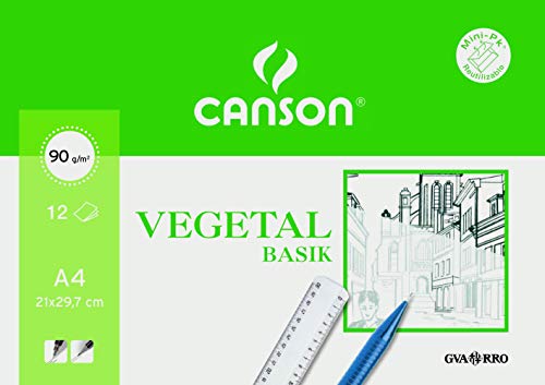 GUARRO CANSON 200407621 Minipack 12 Blätter Zeichenpapier A4, 90G von Canson