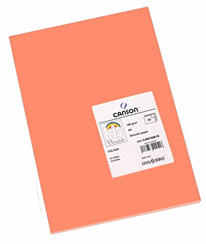 Canson Iris Vivaldi Zeichenpapier, weich, 185 g/m², Blatt, A4, 21 x 29,7 cm, Koralle von Canson