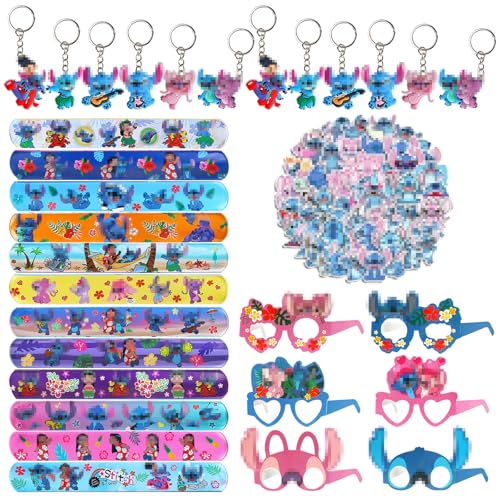 GUBOOM 86Pcs Sti-tch Party Mitgebsel, 12 Pcs Sti-tch Slap Armbänder Clap Bracelets+12Pcs Sti-tch Schlüsselanhänger+50Pcs Aufkleber+12Pcs Sti-tch kinder Masken, Sti-tch Geburtstagkinder Deko GUBOOM 86Pcs Sti-tch Party Mitgebsel, 12 Pcs Sti-tch Slap Armbänder Clap Bracelets+12Pcs Sti-tch Schlüsselanhänger+50Pcs Aufkleber+12Pcs Sti-tch kinder Masken, Sti-tch Geburtstagkinder Deko von GUBOOM