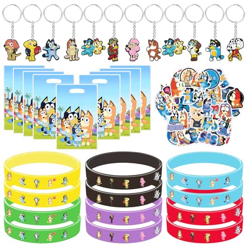 GUBOOM 89Pcs Party Mitgebsel Kindergeburtstag, 12Pcs Slap Armbänder Clap Bracelets+12Pcs Schlüsselanhänger+55Pcs Aufkleber+10Pcs Geschenktüten, Geburtstagkinder Deko GUBOOM 89Pcs Party Mitgebsel Kindergeburtstag, 12Pcs Slap Armbänder Clap Bracelets+12Pcs Schlüsselanhänger+55Pcs Aufkleber+10Pcs Geschenktüten, Geburtstagkinder Deko von GUBOOM