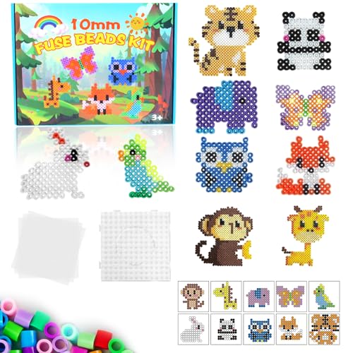 Große 10mm Bügelperlen Set, 1000 Stück XL Steckperlen mit Steckplatte, 12 Bunte Farben XL Bügelperlen, 10 Tiere Muster und Bügelpapier, Kreatives Perlenset für Kinder ab 3 Jahren Große 10mm Bügelperlen Set, 1000 Stück XL Steckperlen mit Steckplatte, 12 Bunte Farben XL Bügelperlen, 10 Tiere Muster und Bügelpapier, Kreatives Perlenset für Kinder ab 3 Jahren von GUBOOM