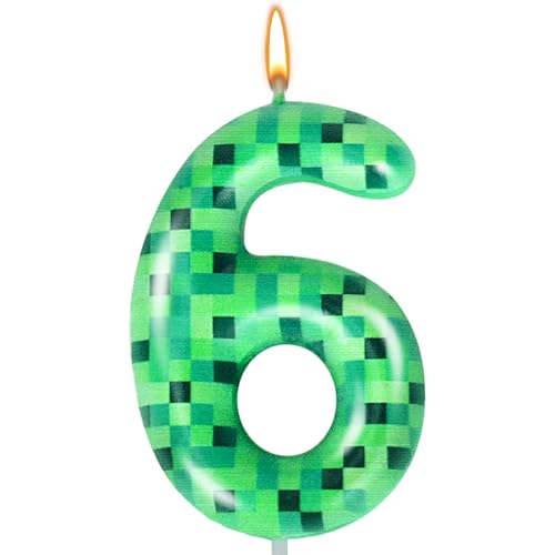 Pixel Geburtstagskerzen Kerze, Geburtstagskerzen Zahlen 6, Grün Pixel Kerzen Geburtstag, TNT Kuchendekoration, Cartoon Gaming Tortendeko, für Geburtstag Abschlussfeier Hochzeit Partyzubehör (Nummer 6) Pixel Geburtstagskerzen Kerze, Geburtstagskerzen Zahlen 6, Grün Pixel Kerzen Geburtstag, TNT Kuchendekoration, Cartoon Gaming Tortendeko, für Geburtstag Abschlussfeier Hochzeit Partyzubehör (Nummer 6) von GUBOOM