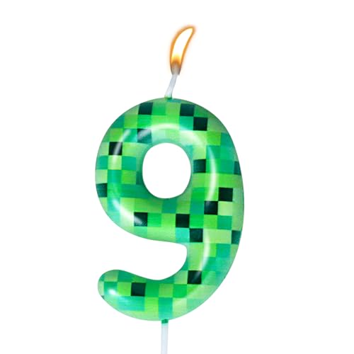 Pixel Geburtstagskerzen Kerze, Geburtstagskerzen Zahlen 9, Grün Pixel Kerzen Geburtstag, TNT Kuchendekoration, Cartoon Gaming Tortendeko, für Geburtstag Abschlussfeier Hochzeit Partyzubehör (Nummer 9) Pixel Geburtstagskerzen Kerze, Geburtstagskerzen Zahlen 9, Grün Pixel Kerzen Geburtstag, TNT Kuchendekoration, Cartoon Gaming Tortendeko, für Geburtstag Abschlussfeier Hochzeit Partyzubehör (Nummer 9) von GUBOOM