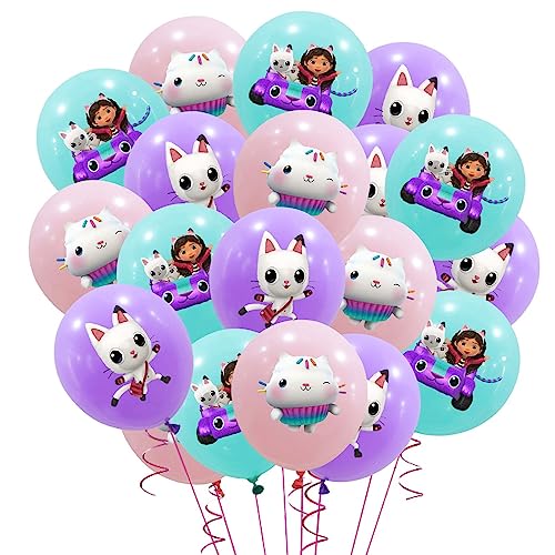 Luftballons Geburtstag Set, 30Pcs Latexballon Bedruckte Katze, Party Themed Dekoration Ballons, Party Supplies für Mädchen von GUBOOM