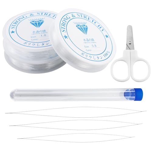 3 Rollen Transparentes Elastisches Band für Armbänder, Kristallklare Dehnbare Perlen-Schnüre, Perlenband für Armbänder, inklusive Schere und Perlennadel, für die Herstellung von Perlenarmbändern 3 Rollen Transparentes Elastisches Band für Armbänder, Kristallklare Dehnbare Perlen-Schnüre, Perlenband für Armbänder, inklusive Schere und Perlennadel, für die Herstellung von Perlenarmbändern von GUDQVOZIHG