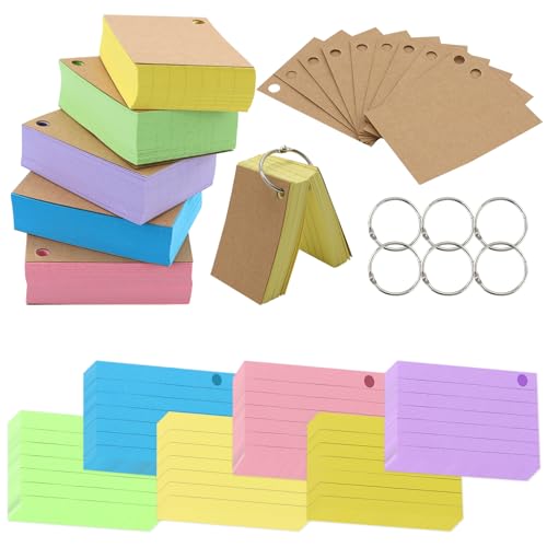600 bunte Lernkarten,Karteikarten, Karteikarten mit 6 Binderingen, 12 Einbänden, Karteikarten aus Kraftpapier für Büro, Zuhause, Schule, Lerneinlagen 600 bunte Lernkarten,Karteikarten, Karteikarten mit 6 Binderingen, 12 Einbänden, Karteikarten aus Kraftpapier für Büro, Zuhause, Schule, Lerneinlagen von GUDQVOZIHG