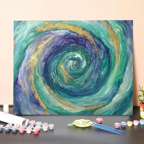 Malen Nach Zahlen Erwachsene Abstrakt, DIY Handgemalt Ölgemälde Leinwand für Anfänger, Malen Nach Zahlen Wirbel Bastelset Erwachsene, Paint by Numbers für Heimdekoration 40x55cm (Ohne Rahmen) JA-4 von GUERUUIE