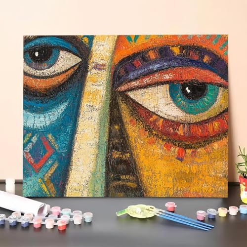 Malen Nach Zahlen Erwachsene Abstrakt, Malen Nach Zahlen Auge, Paint by Numbers Basteln Erwachsene Mit 3 - Pinseln und Acrylfarbe Leinwand Kit für Wand Heimdekoration - 40 x 55 cm (Ohne Rahmen) OQ-3 von GUERUUIE
