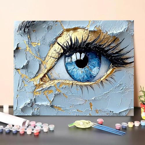 Malen Nach Zahlen Erwachsene Auge, Handgemalt Ölgemälde Leinwand für Anfänger, Malen Nach Zahlen Kunst Bastelset Erwachsene, Paint by Numbers für Heimdekoration, Geschenk 30x40cm (Ohne Rahmen) I6-9 von GUERUUIE