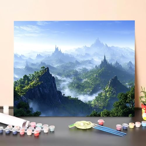 Malen Nach Zahlen Erwachsene Berg, Handgemalt Ölgemälde Leinwand für Anfänger, Malen Nach Zahlen Szenerie Bastelset Erwachsene, Paint by Numbers für Heimdekoration, Geschenk 60x80cm (Ohne Rahmen) 16-8 Malen Nach Zahlen Erwachsene Berg, Handgemalt Ölgemälde Leinwand für Anfänger, Malen Nach Zahlen Szenerie Bastelset Erwachsene, Paint by Numbers für Heimdekoration, Geschenk 60x80cm (Ohne Rahmen) 16-8 von GUERUUIE
