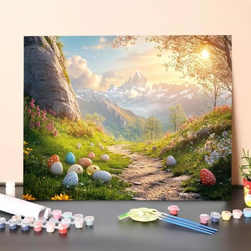 Malen Nach Zahlen Erwachsene Berg, Malen Nach Zahlen Pflanze, Paint by Numbers Basteln Erwachsene Mit 3 - Pinseln und Acrylfarbe Leinwand Kit für Heimdekoration, Geschenk 70 x 95 cm (Ohne Rahmen) P8-D von GUERUUIE