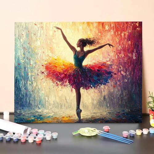 Malen Nach Zahlen Erwachsene Dancers, Malen Nach Zahlen Mädchen, Paint by Numbers Basteln Erwachsene Mit 3 - Pinseln und Acrylfarbe Knitterfreie Leinwand Kit für Heimdekoration - 100 x 135 cm DE-J von GUERUUIE