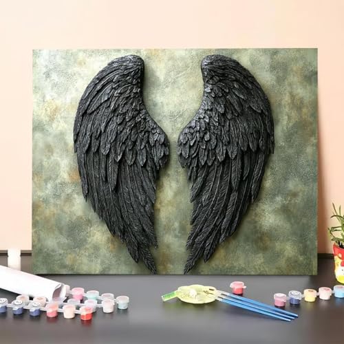 Malen Nach Zahlen Erwachsene Flügel, DIY Handgemalt Ölgemälde Leinwand für Anfänger, Malen Nach Zahlen Szenerie Bastelset Erwachsene, Paint by Numbers für Heimdekoration 20x30cm (Ohne Rahmen) IY-G von GUERUUIE