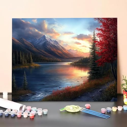Malen Nach Zahlen Erwachsene Himmel, Handgemalt Ölgemälde Leinwand für Anfänger, Malen Nach Zahlen Berg Bastelset Erwachsene, Paint by Numbers für Heimdekoration, Geschenk 80x110cm (Ohne Rahmen) 6L-3 von GUERUUIE