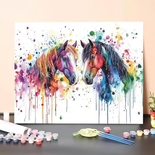 Malen Nach Zahlen Erwachsene Horse, Handgemalt Ölgemälde Leinwand für Anfänger, Malen Nach Zahlen Tier Bastelset Erwachsene, Paint by Numbers für Heimdekoration, Geschenk 100x135cm (Ohne Rahmen) X3-A von GUERUUIE
